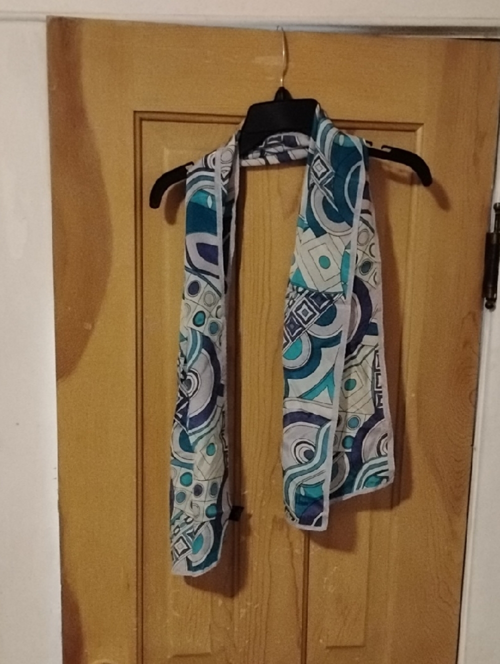 100% Silk Scarf Blue Swirl Design